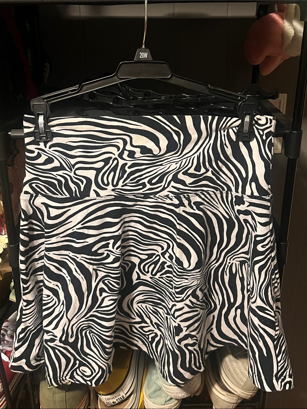 Zebra print flared mini skirt